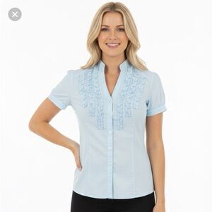 Express vintage light baby blue button top size large